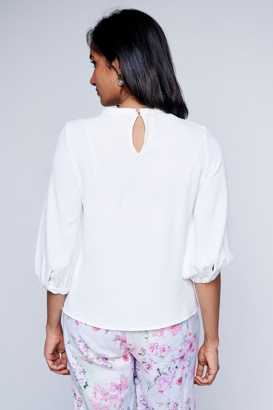 White Solid Straight Top, White, image 3
